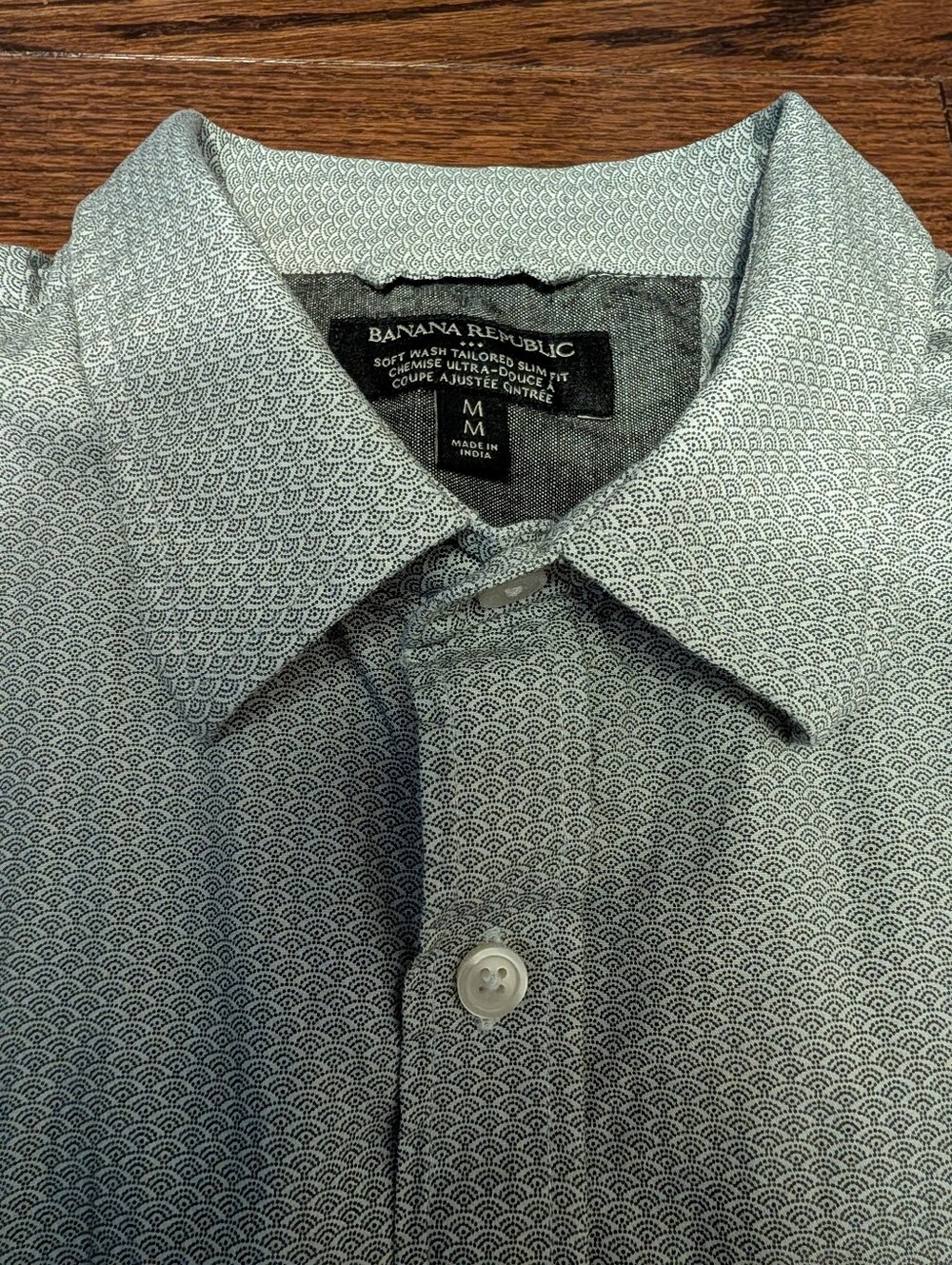 Never Worn! Banana Republic Men's Gray Arch Wave Pattern Dress Shirt 100% Cotton